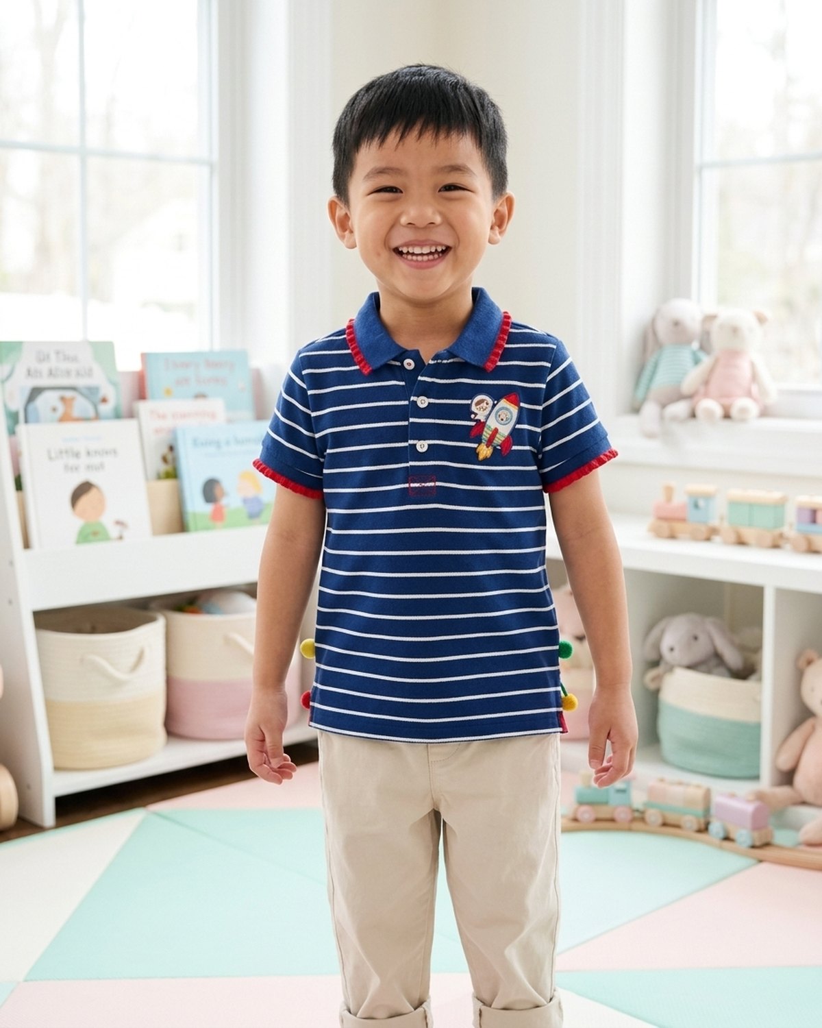 Áo polo kẻ sọc xanh navy