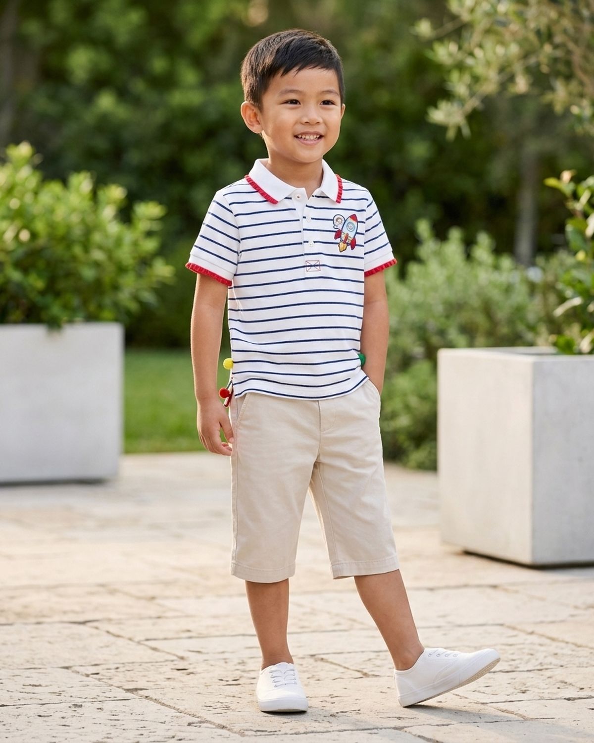 Áo polo kẻ sọc xanh navy