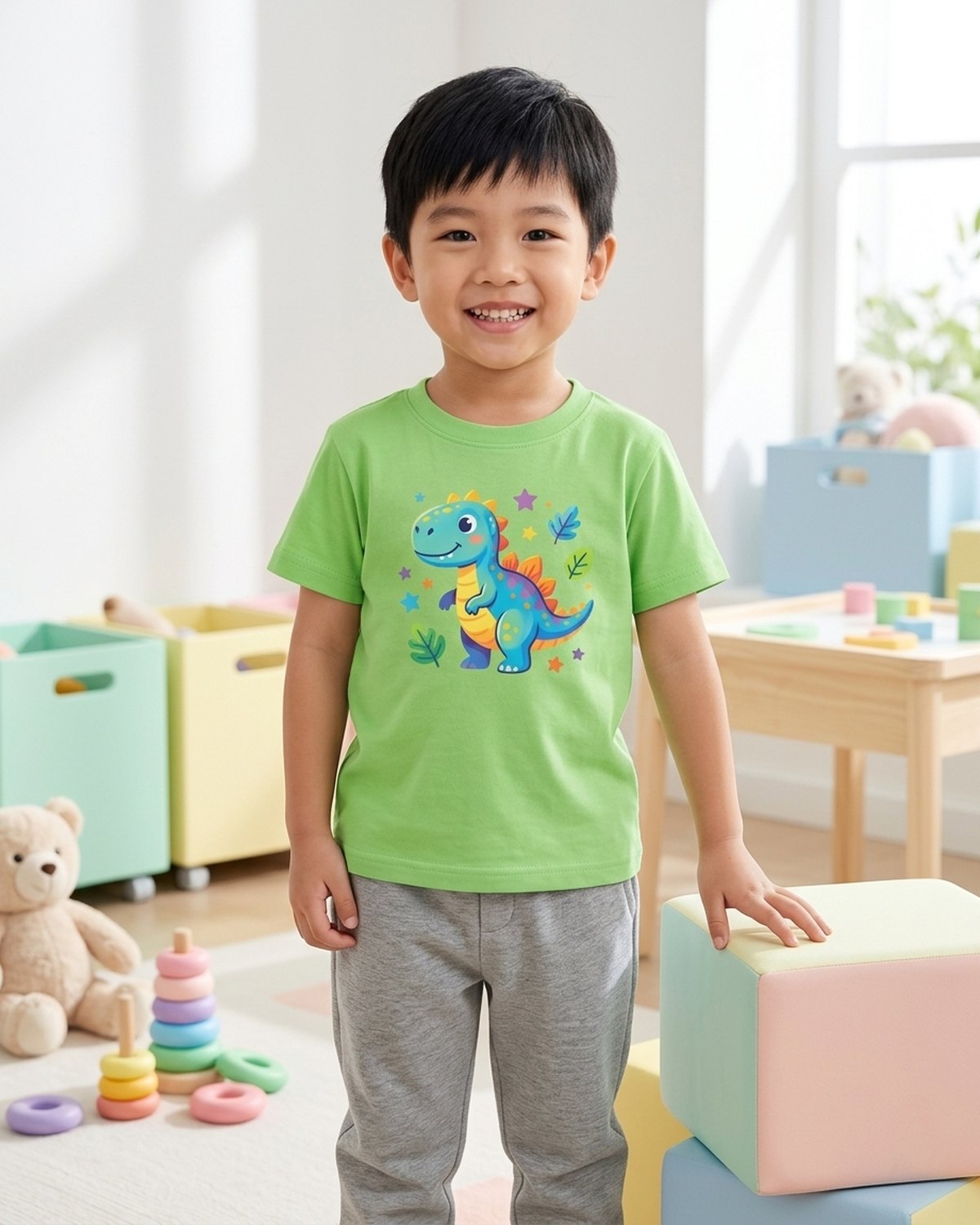 Áo thun cotton in khủng long