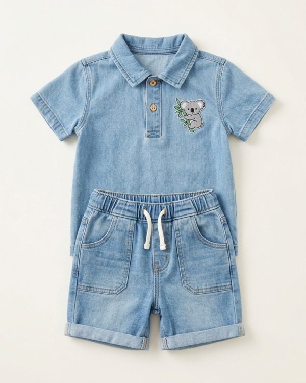 Set áo gấu denim